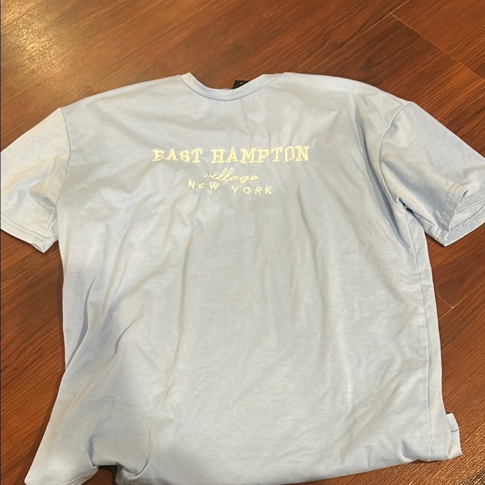 Blue Short Sleeve Tee with Graphic Design
